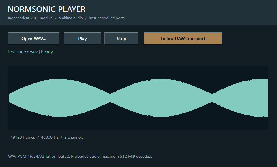 Actual native interface · NORMSONIC PLAYER