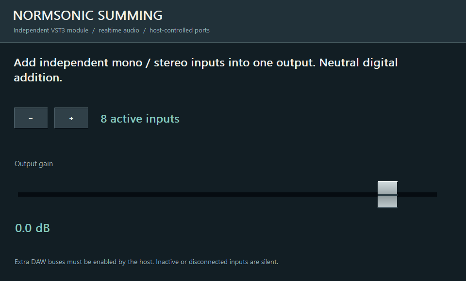 Actual native interface · NORMSONIC SUMMING