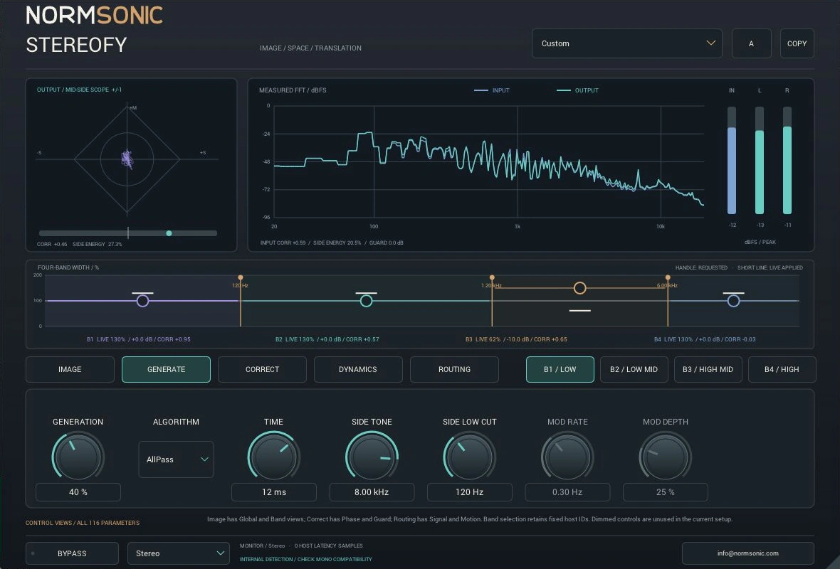 Actual STEREOFY All-pass native interface
